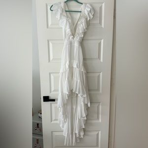 DO + BE white ruffle high-low dress - small - worn once